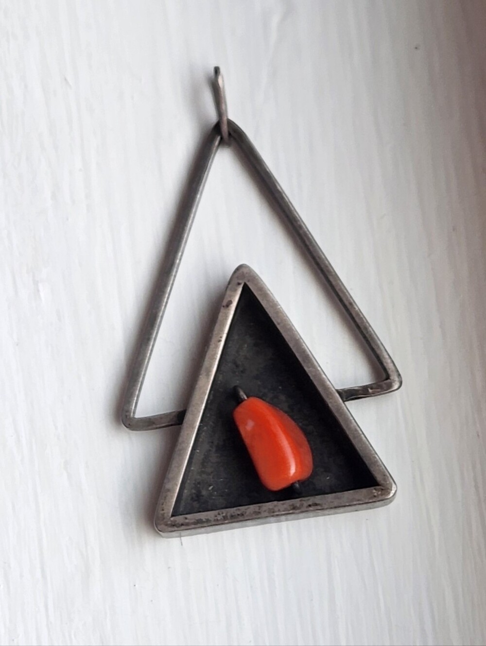 RARE SIGNED IRENA BRYNER STERLING SILVER MID CENTURY MODERN CORAL PENDANT